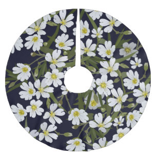 Jupon De Sapin En Polyester Brossé Fleurs de champs blancs : motif vintage.