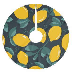 Jupon De Sapin En Polyester Brossé Fleurs de citrons, Texture d'été Vintage.