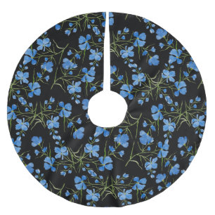 Jupon De Sapin En Polyester Brossé Fleurs de Cosmos Bleu