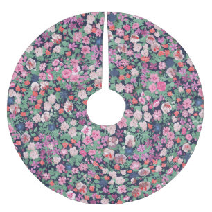 Jupon De Sapin En Polyester Brossé Fleurs de printemps : impression plante transparen
