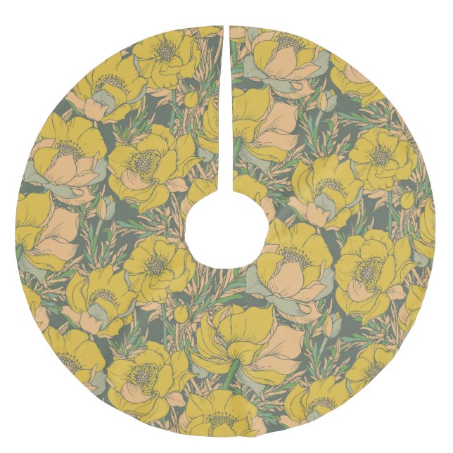 Jupon De Sapin En Polyester Brossé Fleurs de Trollius Graphiques (Devant)