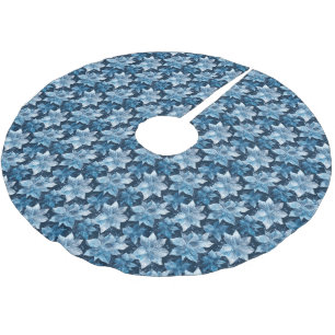 Jupon De Sapin En Polyester Brossé Fleurs d'hiver à carreaux bleus Brosse