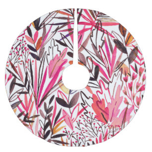 Jupon De Sapin En Polyester Brossé Fleurs Feuilles exotiques Motif Rainforest