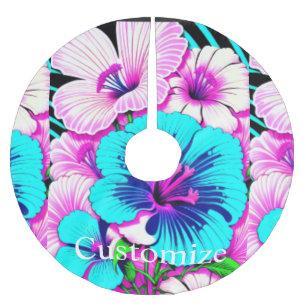 Jupon De Sapin En Polyester Brossé Fleurs Hibiscus multicolores Thunder_Cove