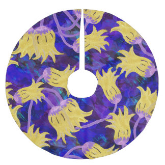 Jupon De Sapin En Polyester Brossé Fleurs jaunes : aquarelle arrière - plan foncée
