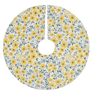 Jupon De Sapin En Polyester Brossé Fleurs jaunes : moderne floral sans soudure.