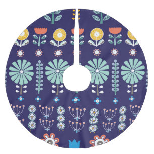 Jupon De Sapin En Polyester Brossé Fleurs linéaires scandinaves, motif d'été