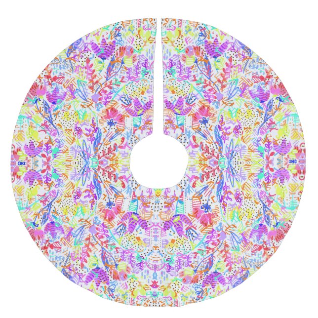 Jupon De Sapin En Polyester Brossé Fleurs pastel abstraites (Devant)