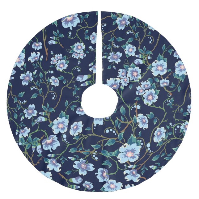Jupon De Sapin En Polyester Brossé Fleurs pour enfants : bleu foncé transparent (Devant)