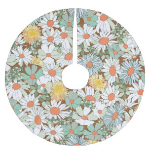 Jupon De Sapin En Polyester Brossé Fleurs sauvages floral, vintage motif sans couture