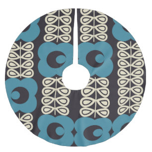 Jupon De Sapin En Polyester Brossé Fleurs stylisées : Vintage moderne géométrique.