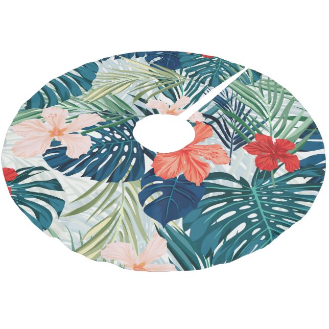 Jupon De Sapin En Polyester Brossé Fleurs tropicales (Angle)