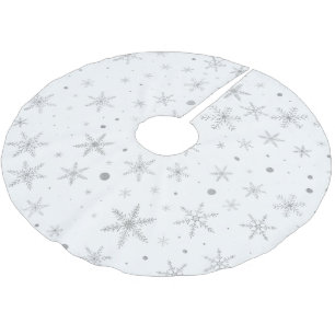 Jupon De Sapin En Polyester Brossé Flocon de neige au crépuscule - Gris et blanc arg