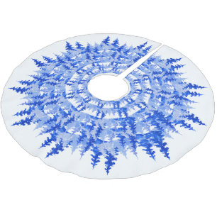 Jupon De Sapin En Polyester Brossé Flocon de neige bleu Joyeux Noël sapin Noël flocon