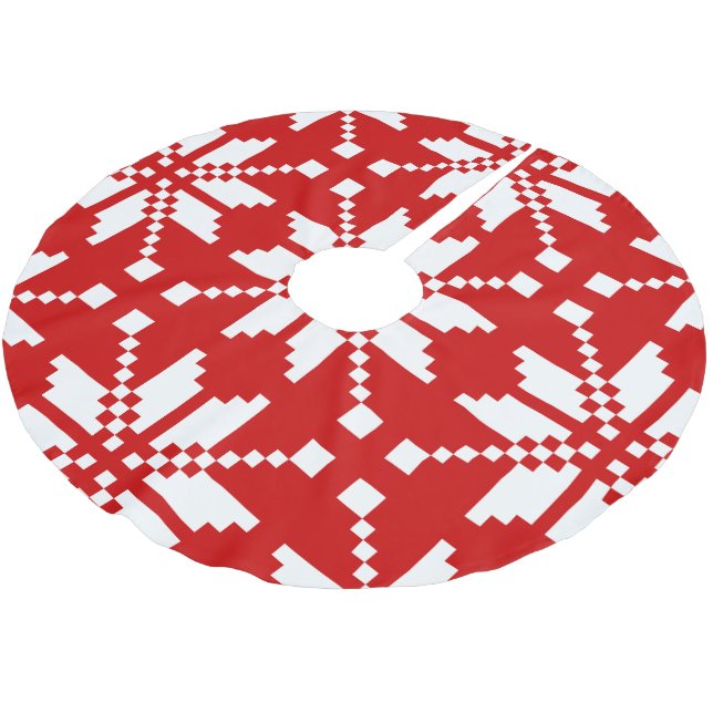 Jupon De Sapin En Polyester Brossé Flocon de Noël Motif de Noël (Angle)