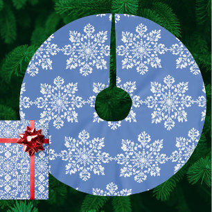 Jupon De Sapin En Polyester Brossé Flocons de neige bleus et blancs de style chinoise