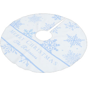 Jupon De Sapin En Polyester Brossé Flocons de neige bleus modernes 