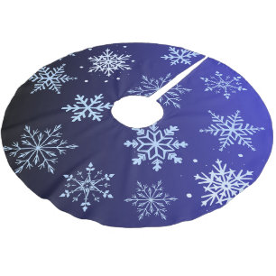 Jupon De Sapin En Polyester Brossé Flocons de neige bleus modernes