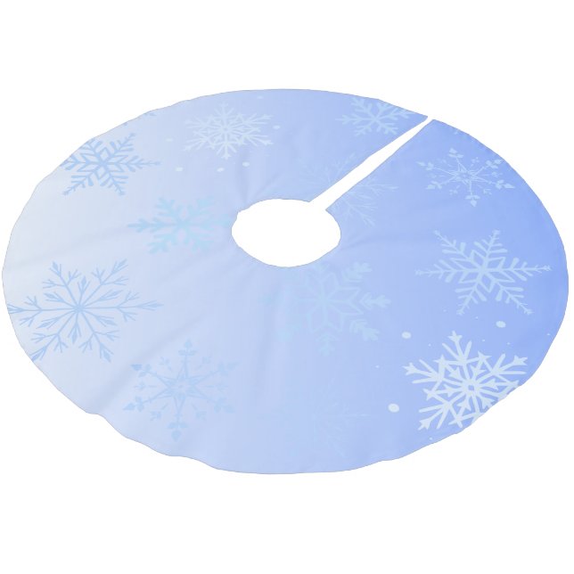 Jupon De Sapin En Polyester Brossé Flocons de neige bleus modernes  (Angle)