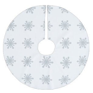 Jupon De Sapin En Polyester Brossé Flocons de neige colorés par argent sur le blanc