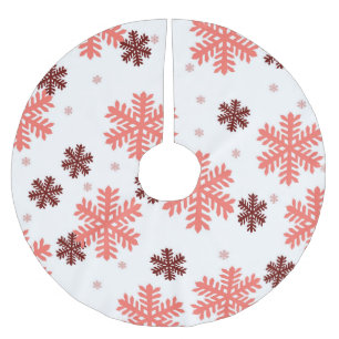 Jupon De Sapin En Polyester Brossé Flocons de neige rouges modèle de Noël motif de ne