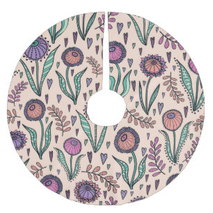 Jupon De Sapin En Polyester Brossé Floral des années 60 rétro : Motif de décoration