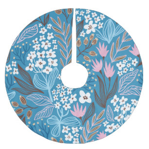 Jupon De Sapin En Polyester Brossé Floral Ditzy : Design Vintage de printemps.