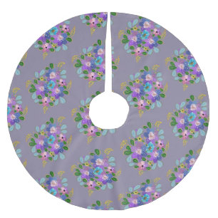 Jupon De Sapin En Polyester Brossé Floral Dusty Purple Fleurs de Printemps Plutôt Jar