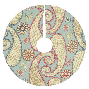 Jupon De Sapin En Polyester Brossé Floral ethnique, cachemire style vintage.