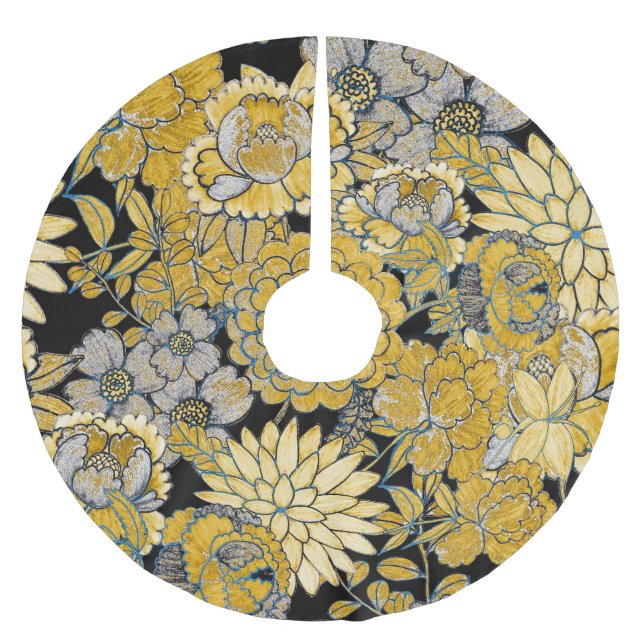Jupon De Sapin En Polyester Brossé Floral Ethnique : Texture Créative De Paisley. (Devant)