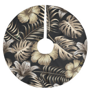 Jupon De Sapin En Polyester Brossé Floral Motif sans couture avec Feuilles.