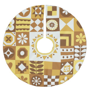 Jupon De Sapin En Polyester Brossé Floral scandinave : Carte Vintage Abstraite.