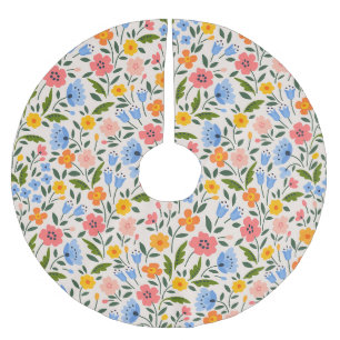 Jupon De Sapin En Polyester Brossé Flore folklorique : Petits Motifs colorés