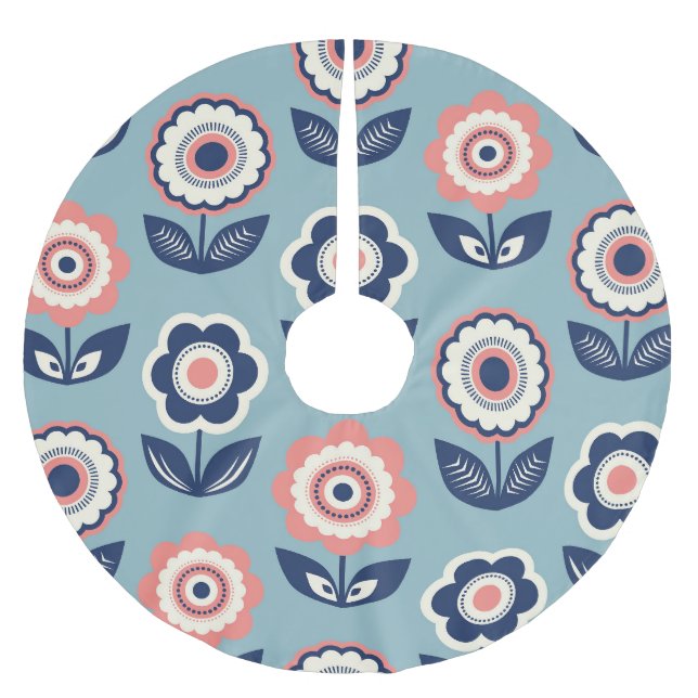 Jupon De Sapin En Polyester Brossé Flore rétro : Charme Motif intemporel (Devant)