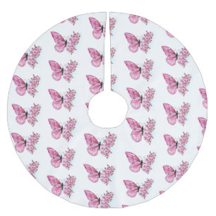 Jupon De Sapin En Polyester Brossé Flower Butterfly