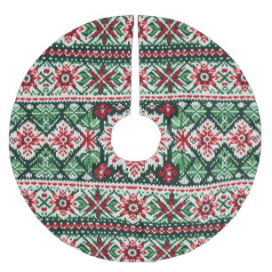 Jupon De Sapin En Polyester Brossé Foire de Noël/hiver île rouge et verte