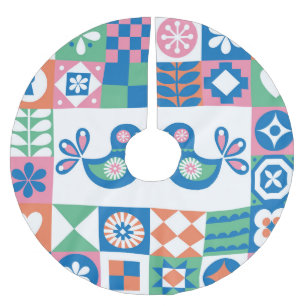 Jupon De Sapin En Polyester Brossé Folklore Floral Card : Design scandinave.