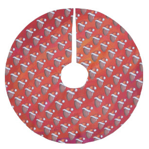 Jupon De Sapin En Polyester Brossé Football à Santa Hat sur Rouge