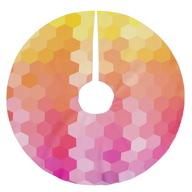 Jupon De Sapin En Polyester Brossé Formes Hexagones géométriques jaune rose (Devant)