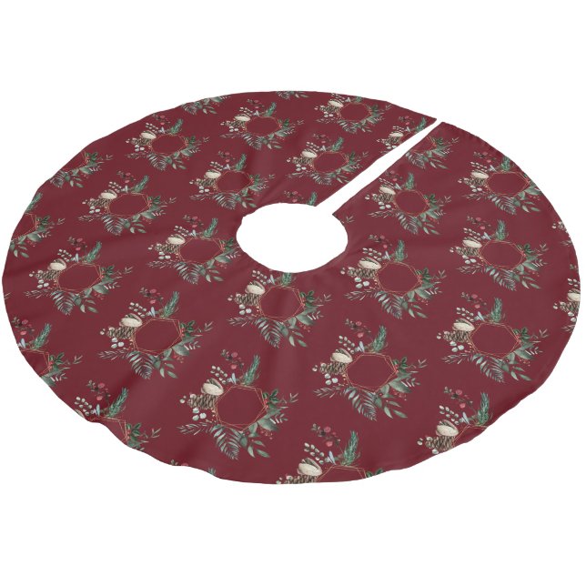 Jupon De Sapin En Polyester Brossé Frame d'or rustique Berry Pinecone Wreath Noël (Angle)