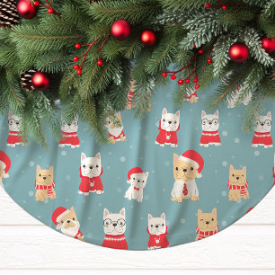 Jupon De Sapin En Polyester Brossé Français Bulldog Français Motif de Noël