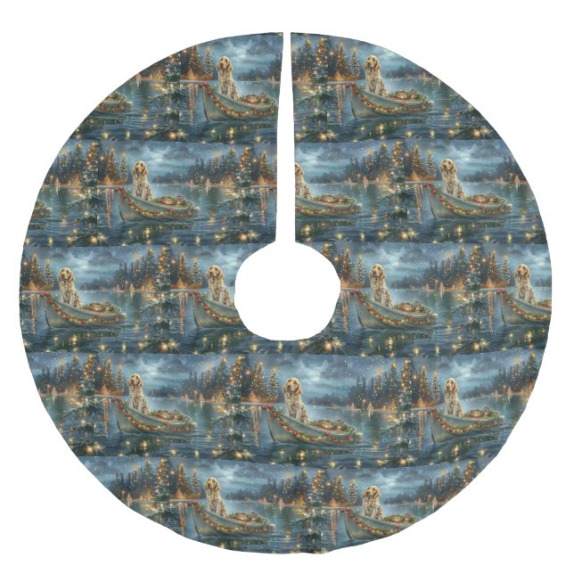 Jupon De Sapin En Polyester Brossé Français Setter Christmas Festive Voyage (Devant)