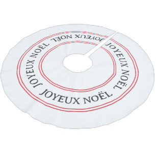 Jupon De Sapin En Polyester Brossé French Joyeux Noël Red Stripe Noël