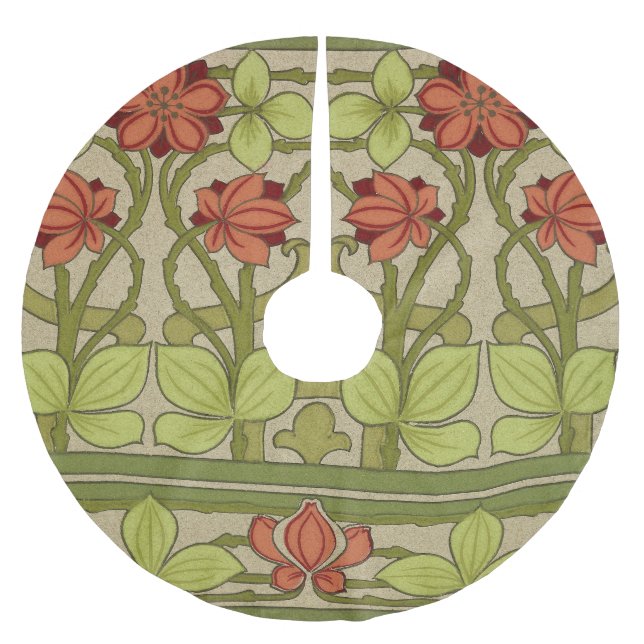 Jupon De Sapin En Polyester Brossé Frieze Bordure Art Nouveau Floral (Devant)