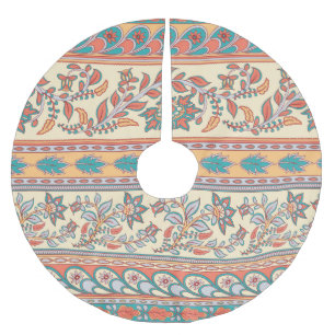 Jupon De Sapin En Polyester Brossé Frontières florales indiennes Motif sans joint