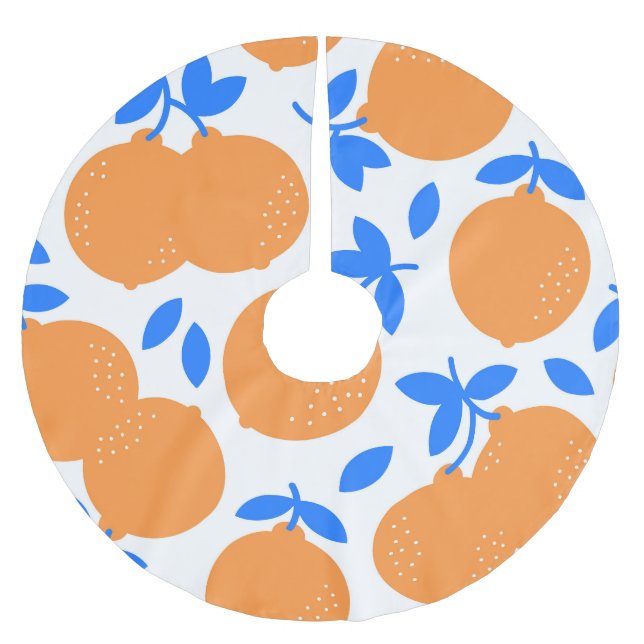 Jupon De Sapin En Polyester Brossé Fruit orange : Motif exquis bleu-bracelet. (Devant)
