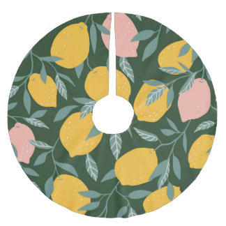 Jupon De Sapin En Polyester Brossé Fruit vintage citron Motif sans joint