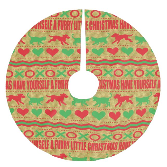 Jupon De Sapin En Polyester Brossé Fruits de Noël pour chiens et chats (Devant)