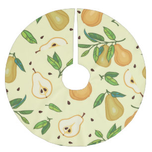 Jupon De Sapin En Polyester Brossé Fruits de poires jaunes : Illustration Vintage.