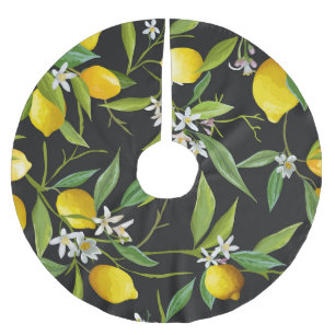 Jupon De Sapin En Polyester Brossé Fruits floraux citron Motif Vintage